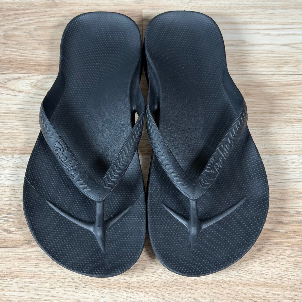 Archies Flip Flops Mens Size 11 Black Orthotic Arch Support Sandals Beach Thong